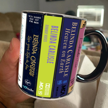 Belinda Carlisle Albums Cassette Collection Retro Accent Edge-to-Edge Printed Mug