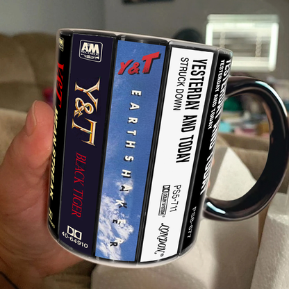 Y&T Albums Cassette Collection Retro Accent Edge-to-Edge Printed Mug