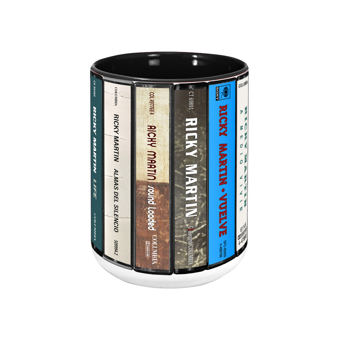 Ricky Martin Albums Cassette Collection Retro Accent Edge-to-Edge Printed Mug