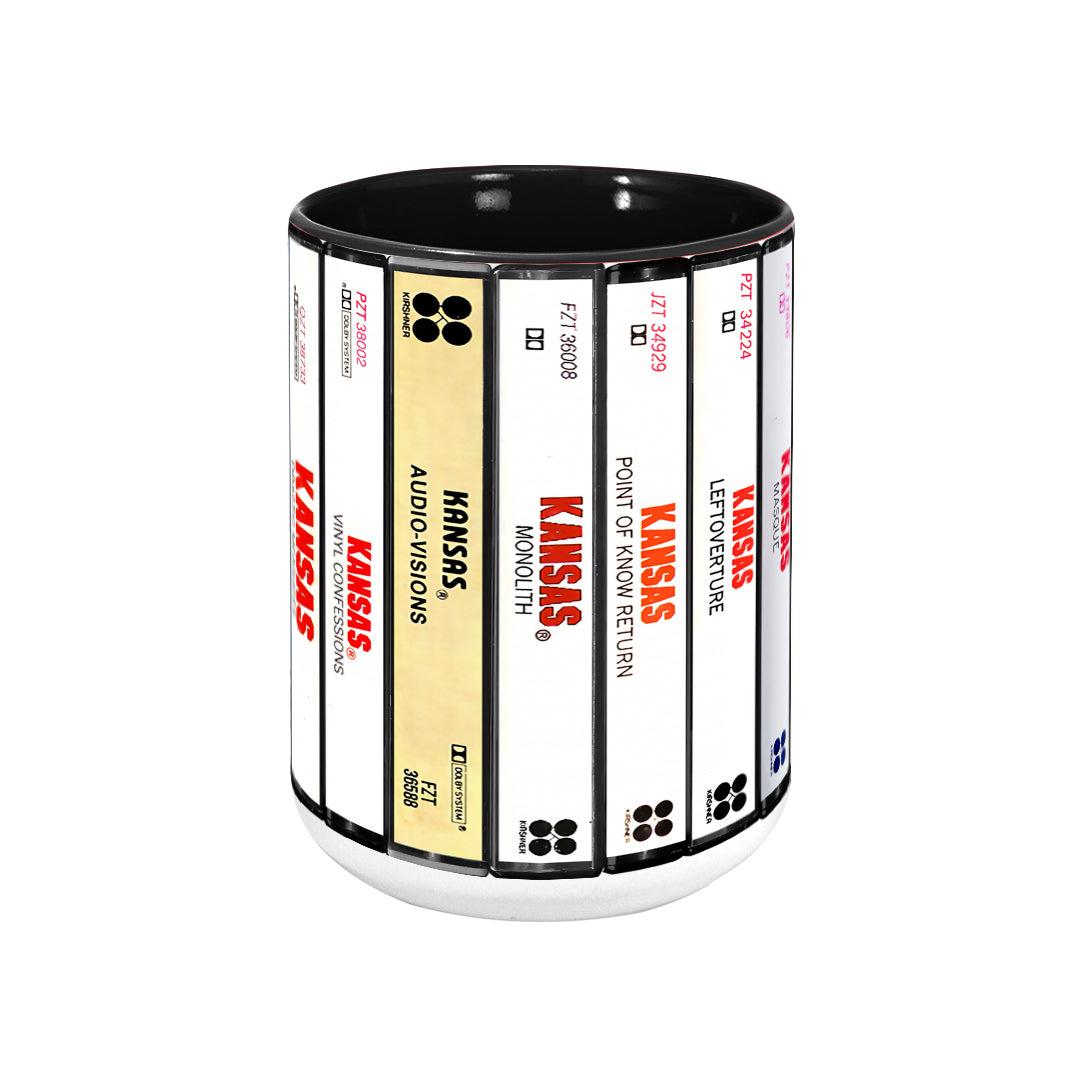 Kansas Albums Cassette Collection Retro Accent Edge-to-Edge Printed Mug