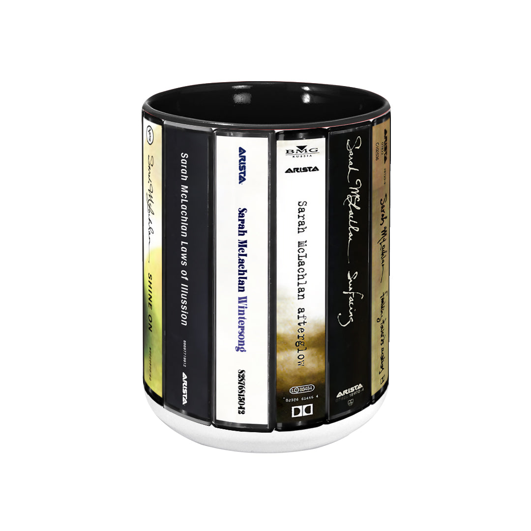 Sarah McLachlan Albums Cassette Collection Retro Accent Edge-to-Edge Printed Mug