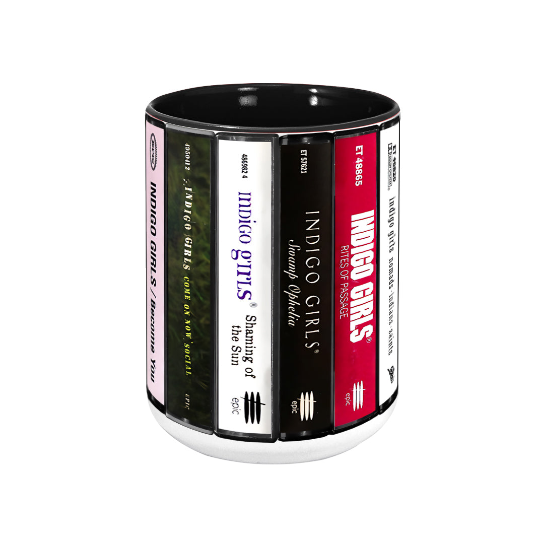 Indigo Girls Albums Cassette Collection Retro Accent Edge-to-Edge Printed Mug