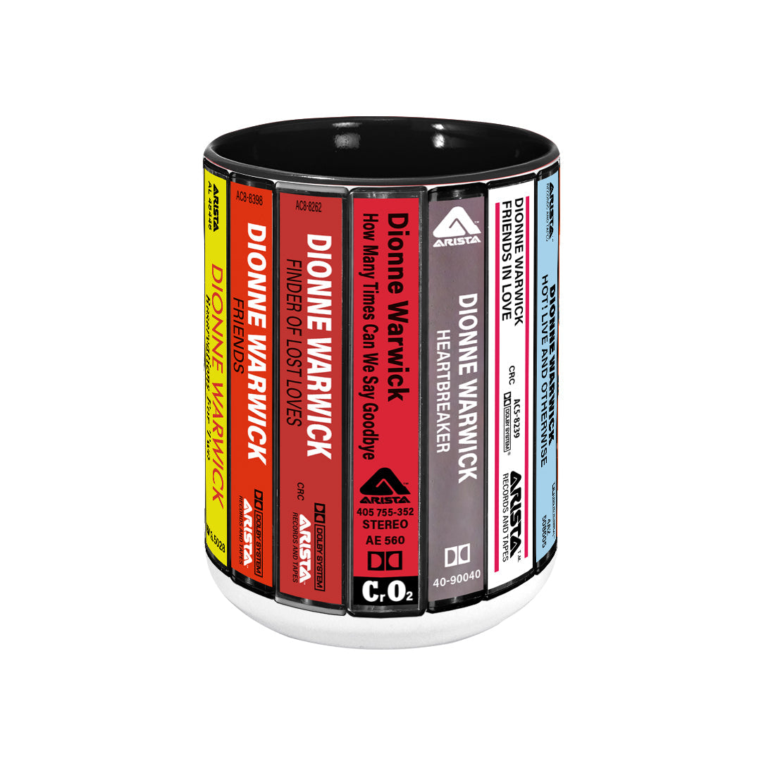 Dionne Warwick Albums Cassette Collection Retro Accent Edge-to-Edge Printed Mug
