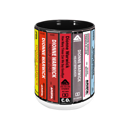 Dionne Warwick Albums Cassette Collection Retro Accent Edge-to-Edge Printed Mug
