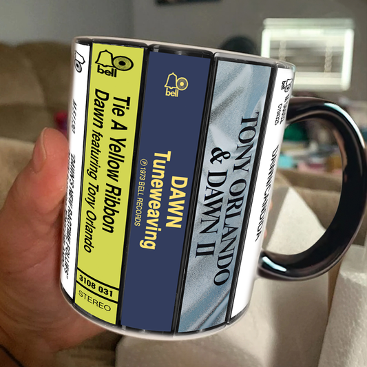 Tony Orlando & Dawn Albums Cassette Collection Retro Accent Edge-to-Edge Printed Mug
