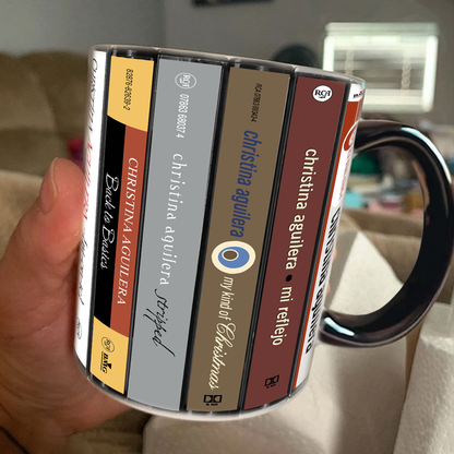 Christina Aguilera Albums Cassette Collection Retro Accent Edge-to-Edge Printed Mug