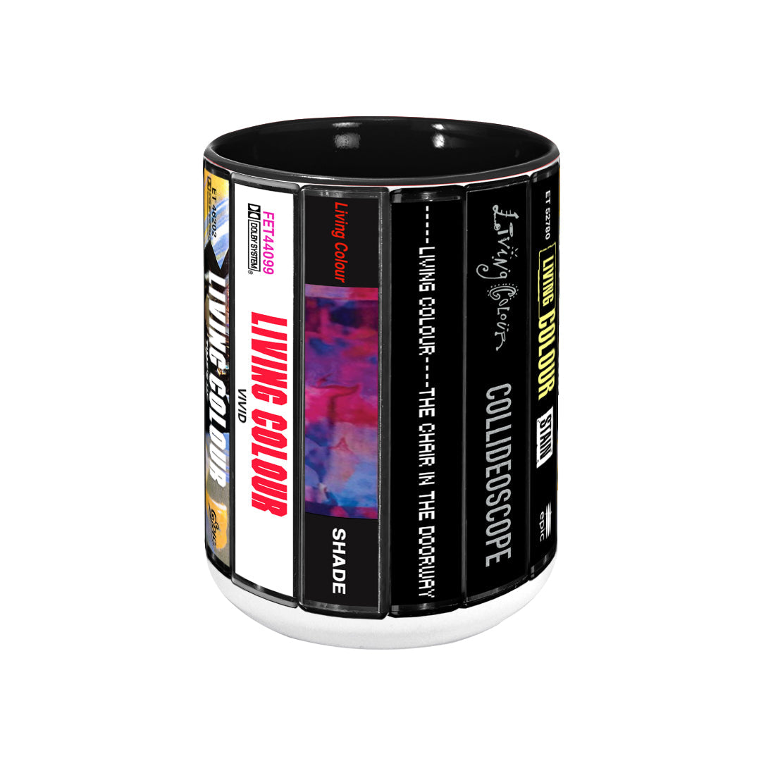 Living Colour Albums Cassette Collection Retro Accent Edge-to-Edge Printed Mug