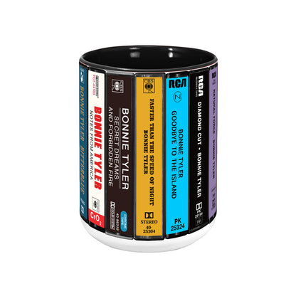 Bonnie Tyler Albums Cassette Collection Retro Accent Edge-to-Edge Printed Mug