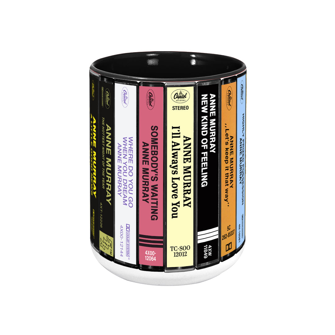 Anne Murray Albums Cassette Collection Retro Accent Edge-to-Edge Printed Mug
