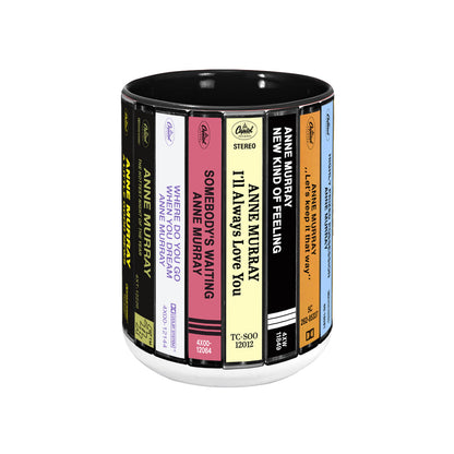 Anne Murray Albums Cassette Collection Retro Accent Edge-to-Edge Printed Mug