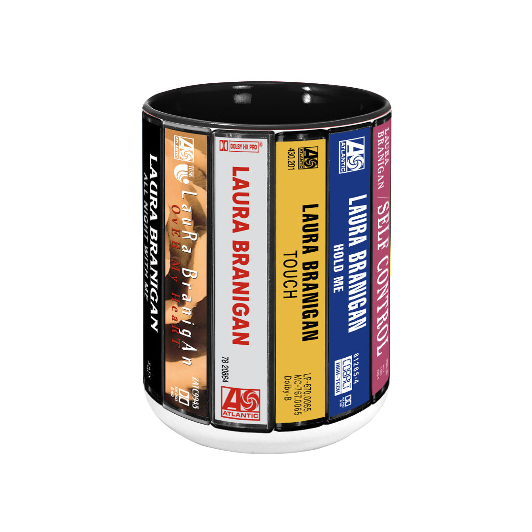 Laura Branigan Albums Cassette Collection Retro Accent Edge-to-Edge Printed Mug