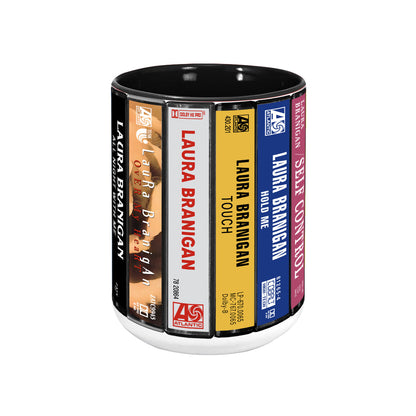 Laura Branigan Albums Cassette Collection Retro Accent Edge-to-Edge Printed Mug