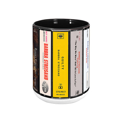Barbra Streisand Albums Cassette Retro Collection Accent Mug