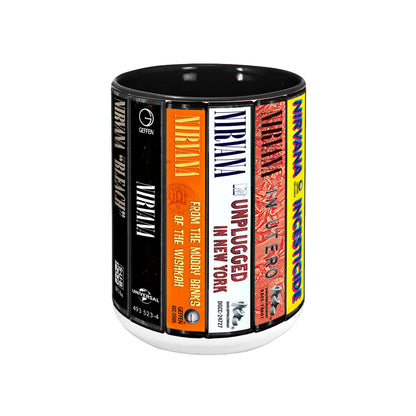 Nirvana Albums Cassette Collection Retro Accent Edge-to-Edge Printed Mug