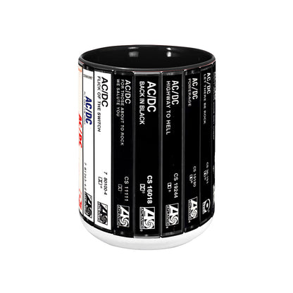 AC/DC Albums Cassette Collection Retro Accent Edge-to-Edge Printed Mug
