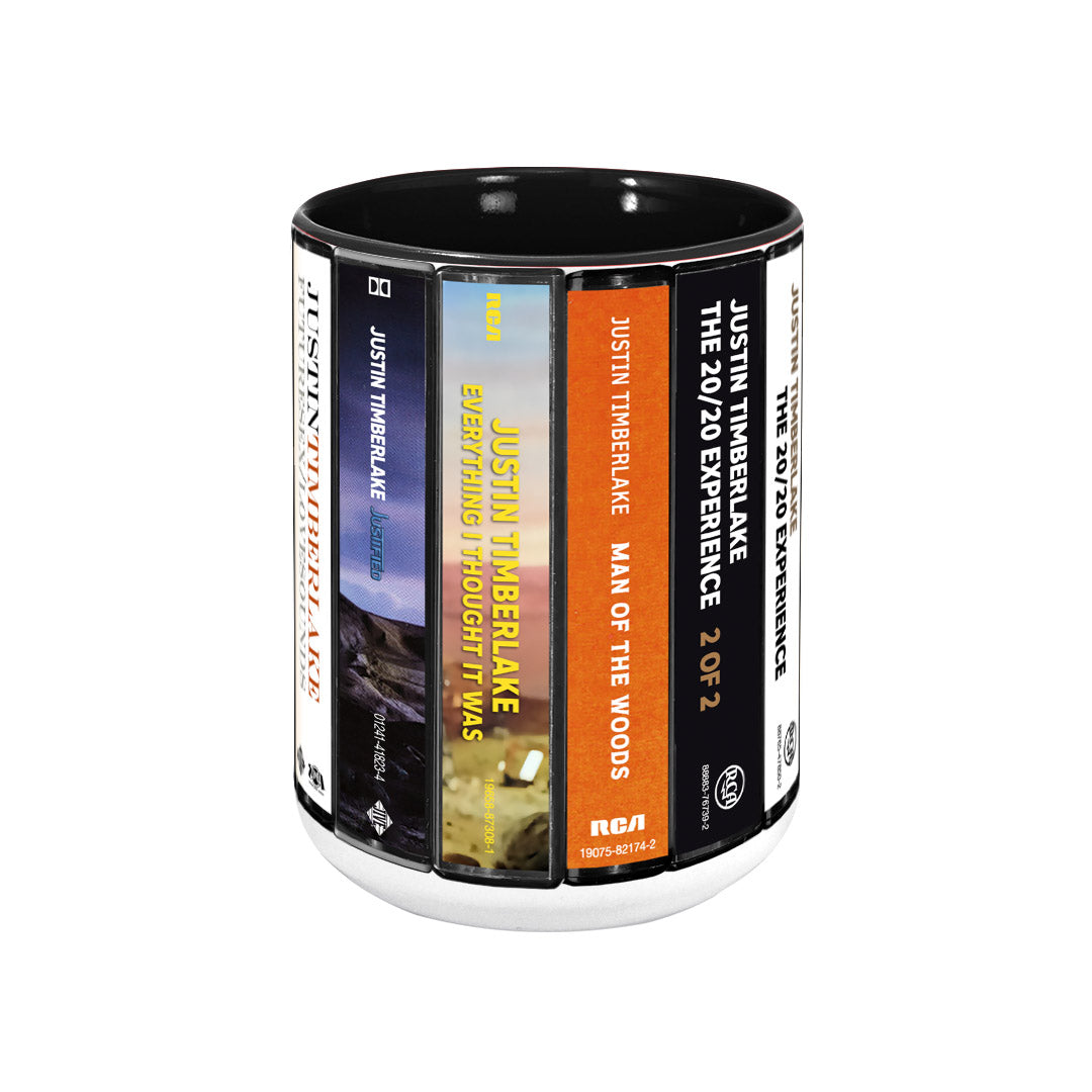 Justin Timberlake Albums Cassette Collection Retro Accent Edge-to-Edge Printed Mug