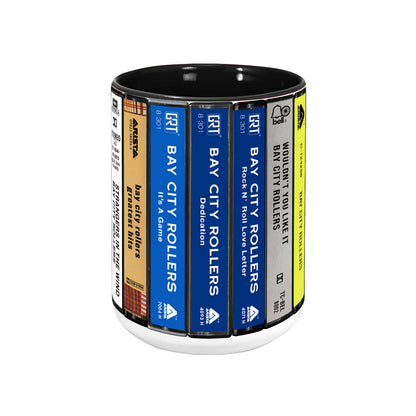 Bay City Rollers Albums Cassette Collection Retro Accent Edge-to-Edge Printed Mug