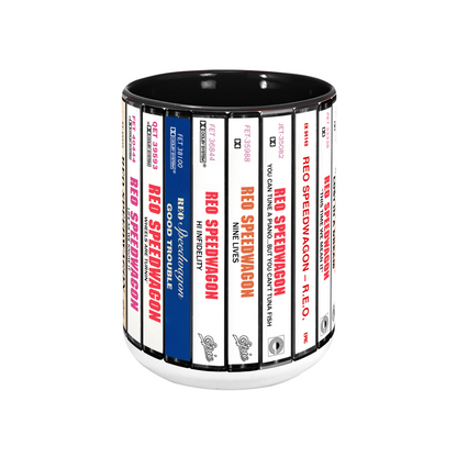 REO Speedwagon Albums Cassette Collection Retro Accent Edge-to-Edge Printed Mug