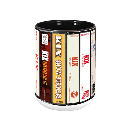 Kix Albums Cassette Collection Retro Accent Edge-to-Edge Printed Mug