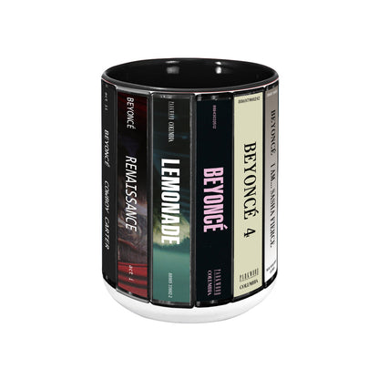 Beyoncé Albums Cassette Collection Retro Accent Edge-to-Edge Printed Mug