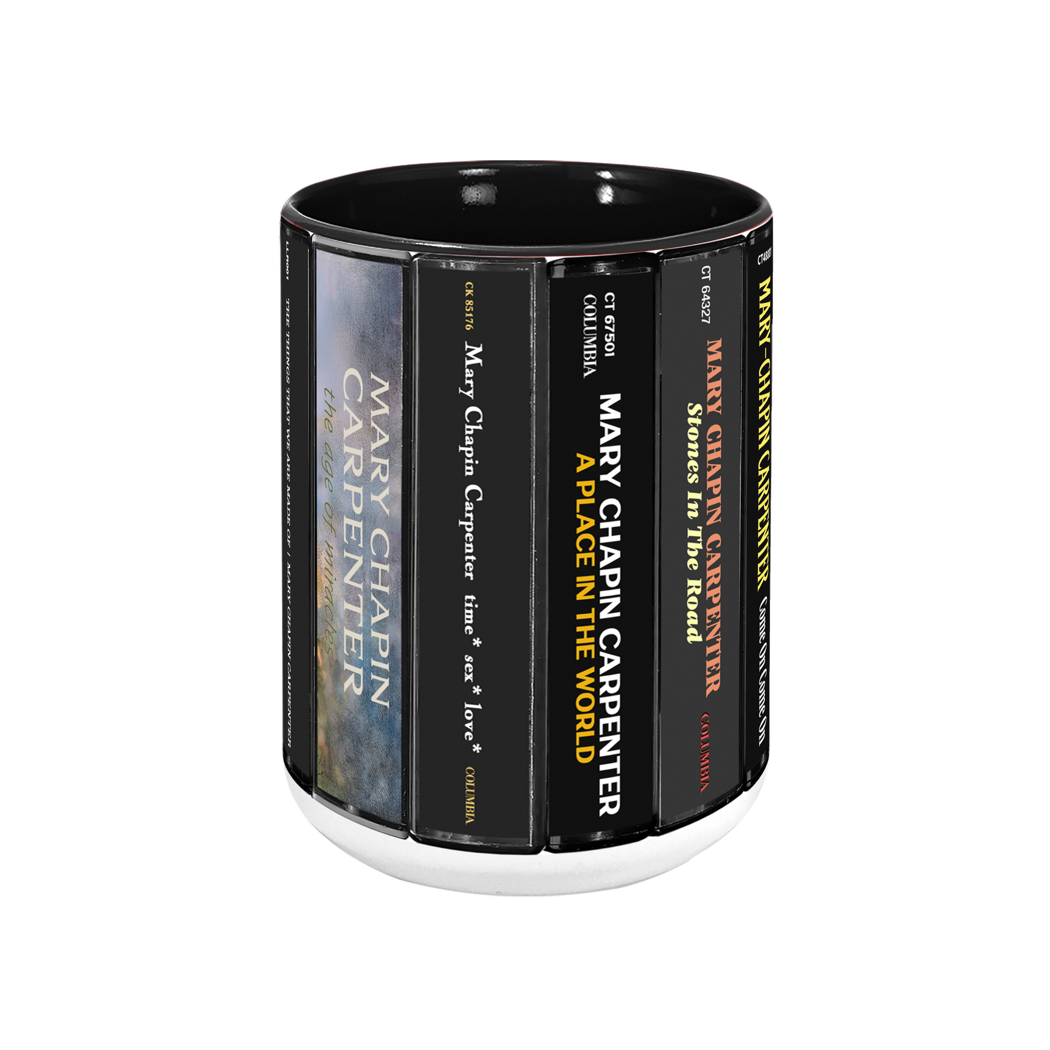 Mary Chapin Carpenter Albums Cassette Collection Retro Accent Edge-to-Edge Printed Mug