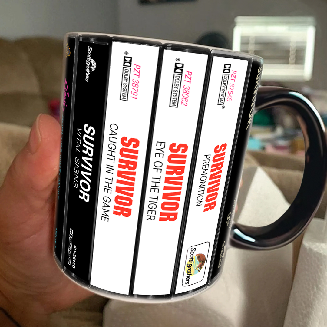 Survivor Albums Cassette Collection Retro Accent Edge-to-Edge Printed Mug