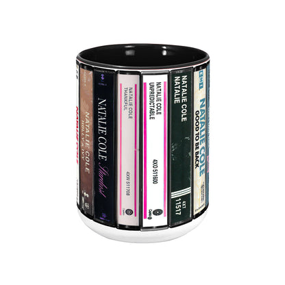 Natalie Cole Albums Cassette Collection Retro Accent Edge-to-Edge Printed Mug