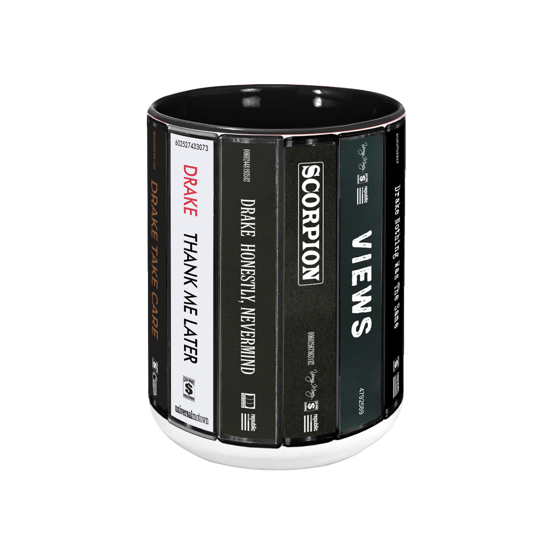 Drake Albums Cassette Collection Retro Accent Edge-to-Edge Printed Mug