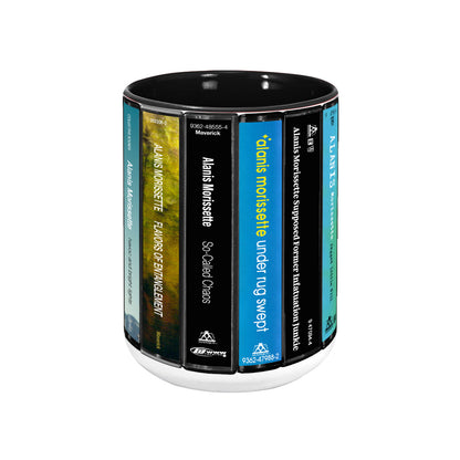 Alanis Morissette Albums Cassette Collection Retro Accent Edge-to-Edge Printed Mug