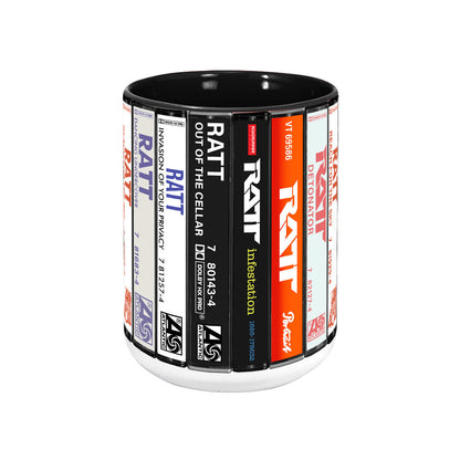 Ratt Albums Cassette Collection Retro Accent Edge-to-Edge Printed Mug