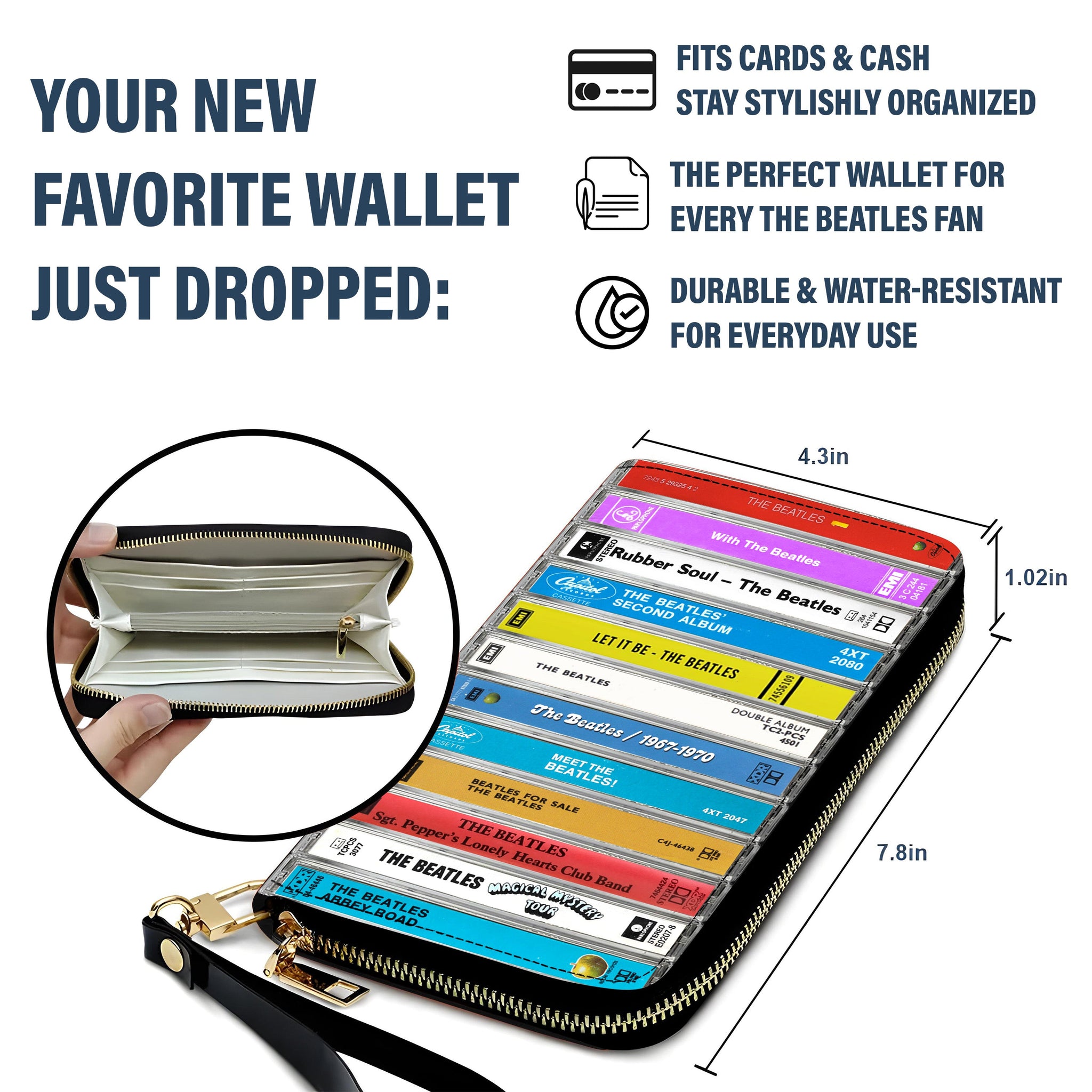 The Beatles Albums Cassette Vintage Leather Long Wallet