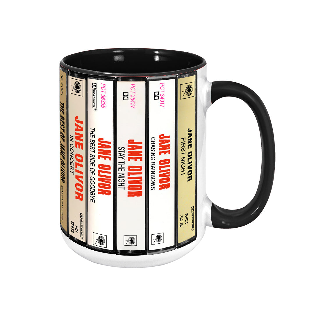 Jane Olivor Albums Cassette Collection Retro Accent Edge-to-Edge Printed Mug
