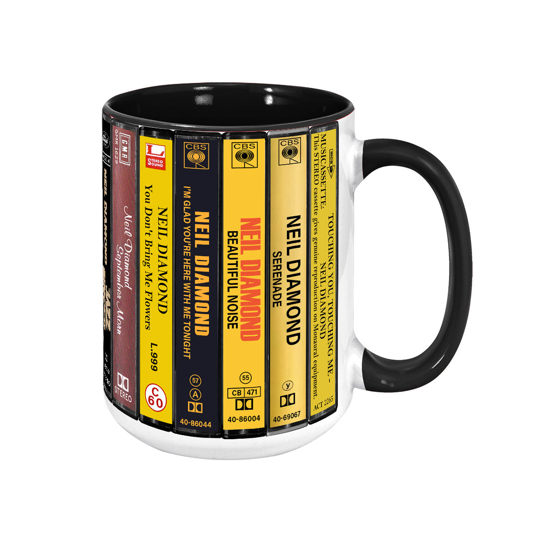 Neil Diamond Albums Cassette Collection Retro Accent Edge-to-Edge Printed Mug