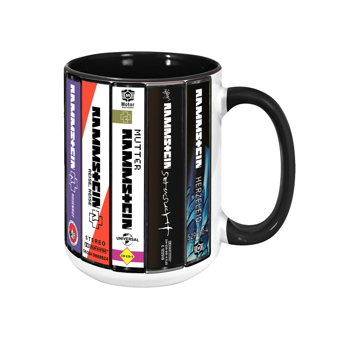 Rammstein Albums Cassette Collection Retro Accent Edge-to-Edge Printed Mug