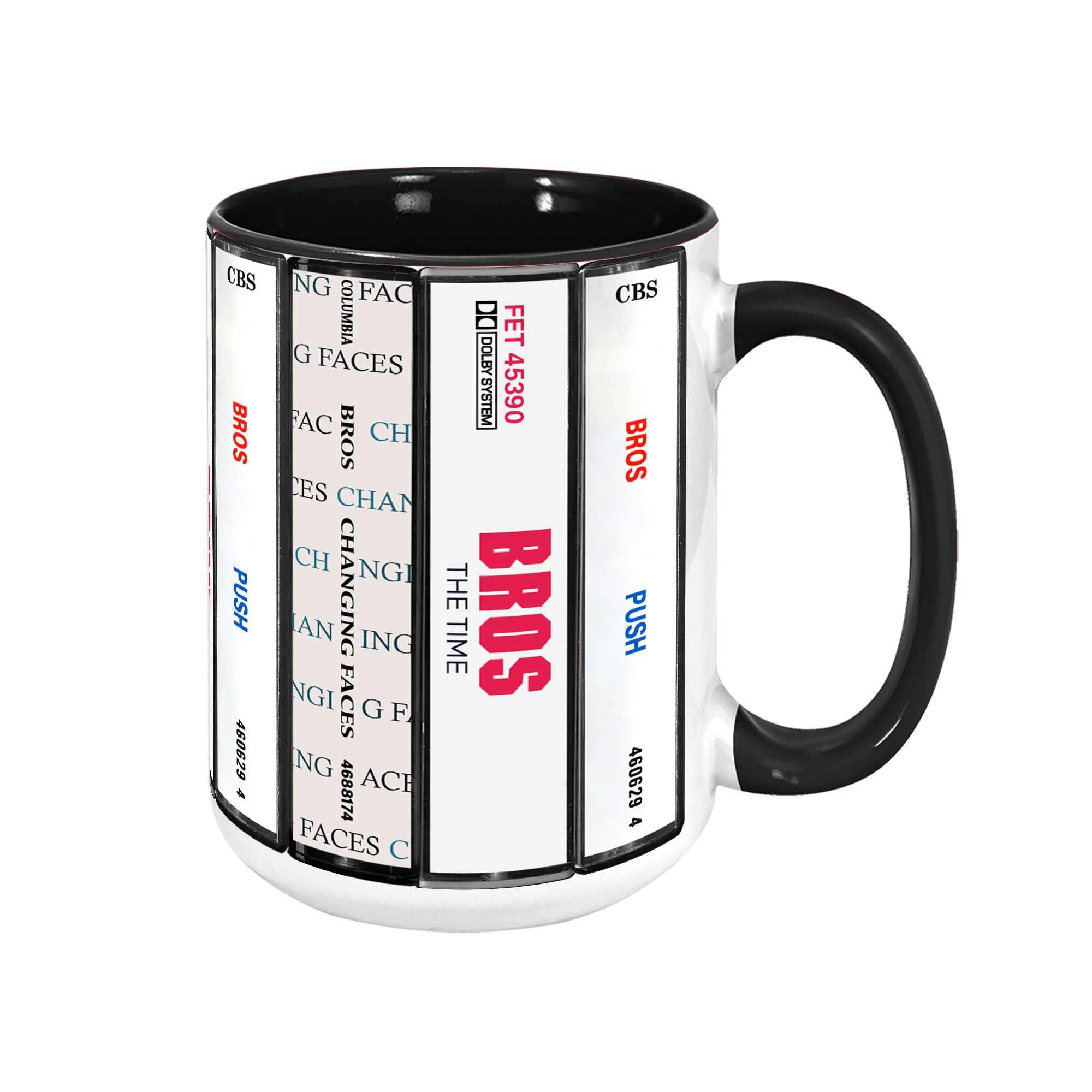 Bros Albums Cassette Collection Retro Accent Edge-to-Edge Printed Mug