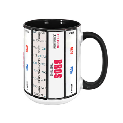 Bros Albums Cassette Collection Retro Accent Edge-to-Edge Printed Mug