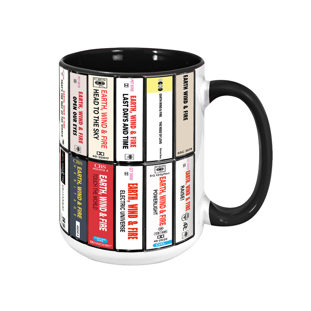 Earth, Wind & Fire Albums Cassette Collection Retro Accent Edge-to-Edge Printed Mug - Extended Version