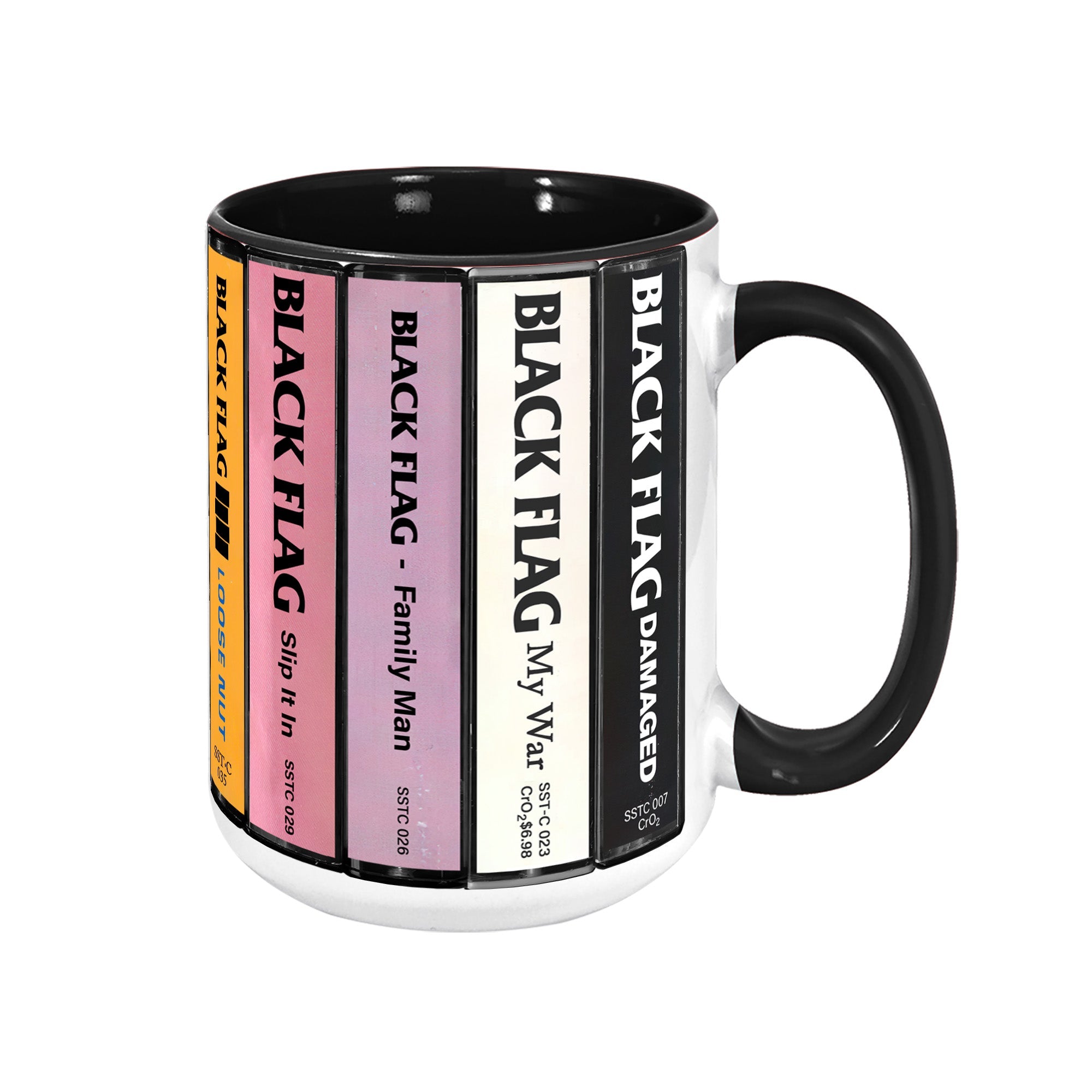 Black Flag Albums Cassette Collection Retro Accent Edge-to-Edge Printed Mug
