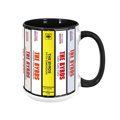 The Byrds Albums Cassette Collection Retro Accent Edge-to-Edge Printed Mug