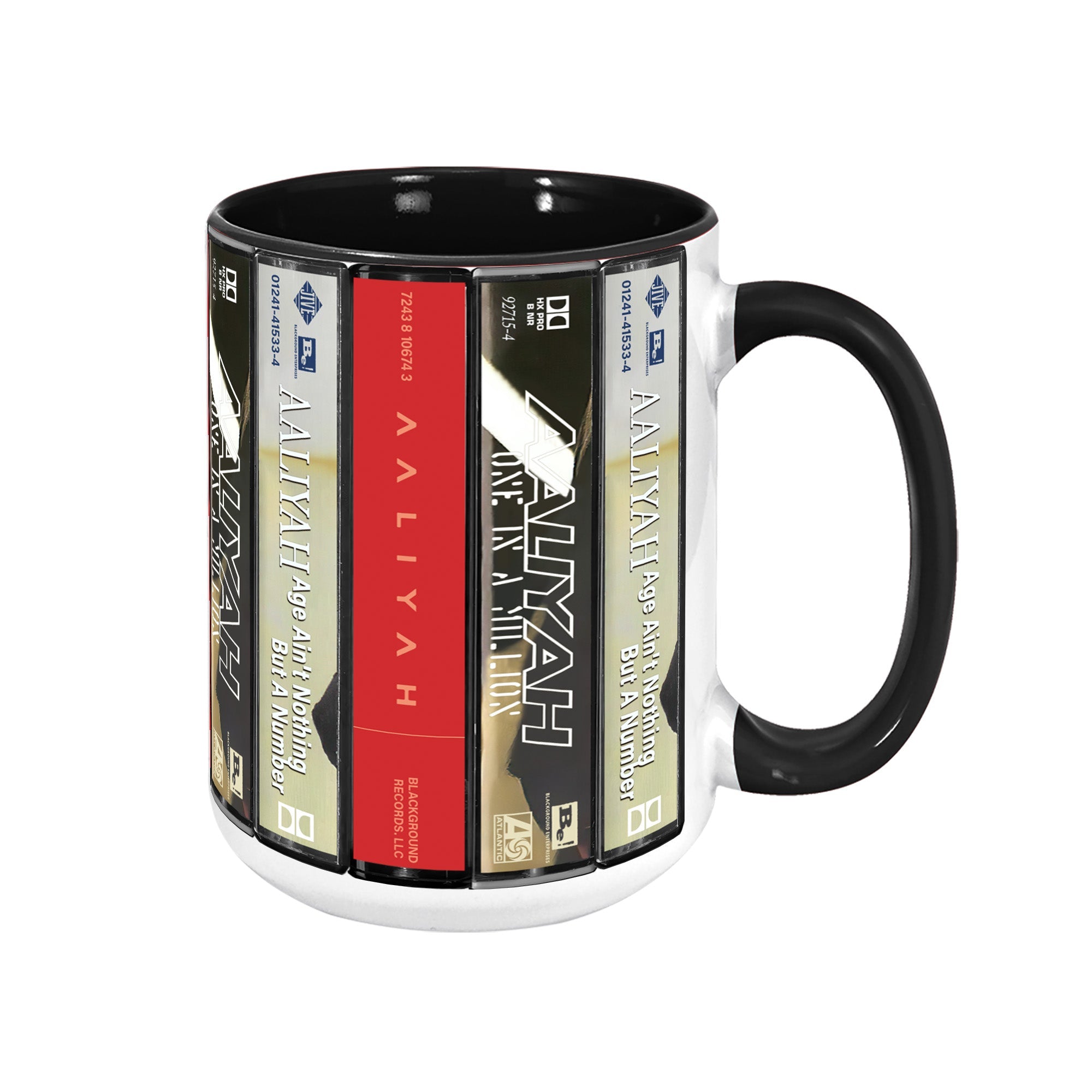 Aaliyah Albums Cassette Collection Retro Accent Edge-to-Edge Printed Mug