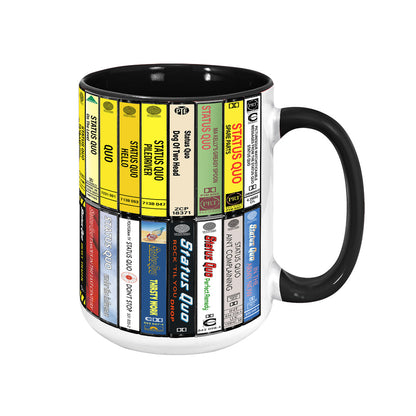 Status Quo Albums Cassette Collection Retro Accent Edge-to-Edge Printed Mug