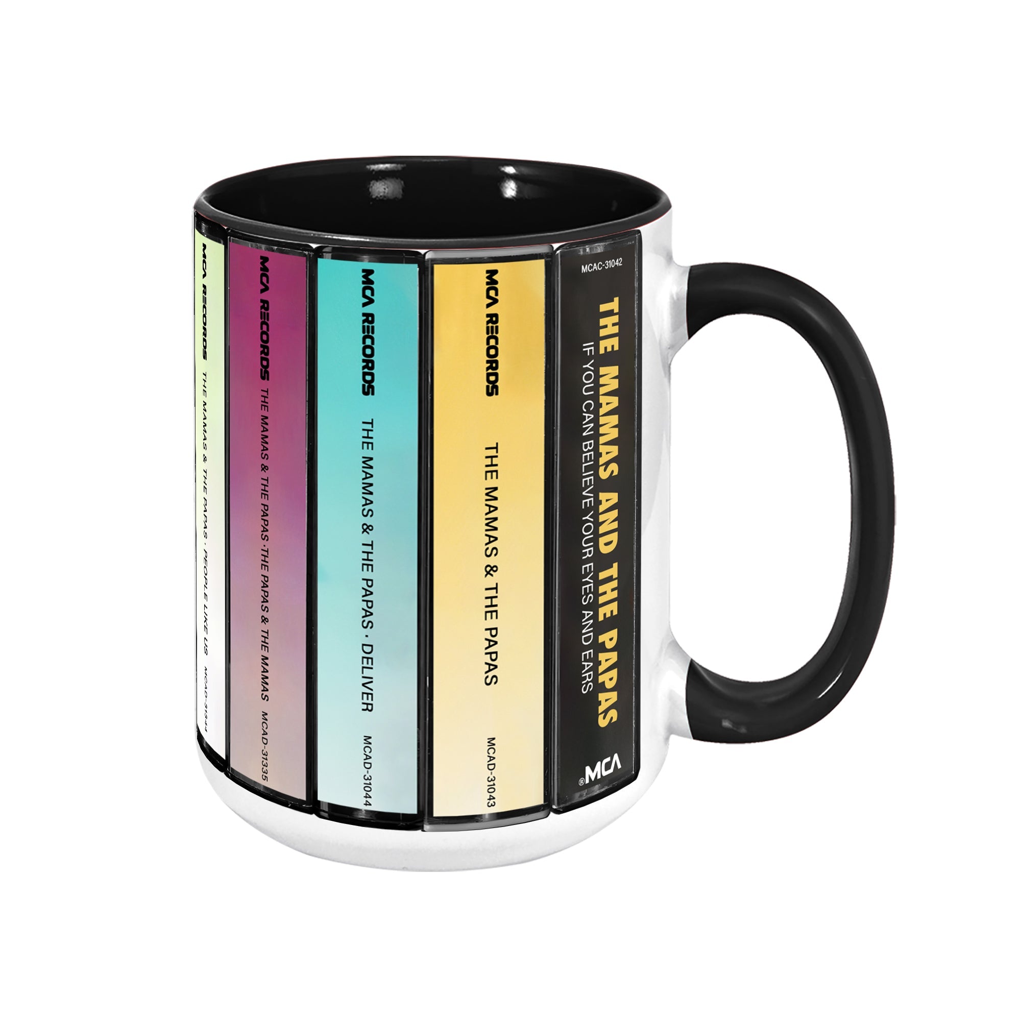 The Mamas & the Papas Albums Cassette Collection Retro Accent Edge-to-Edge Printed Mug