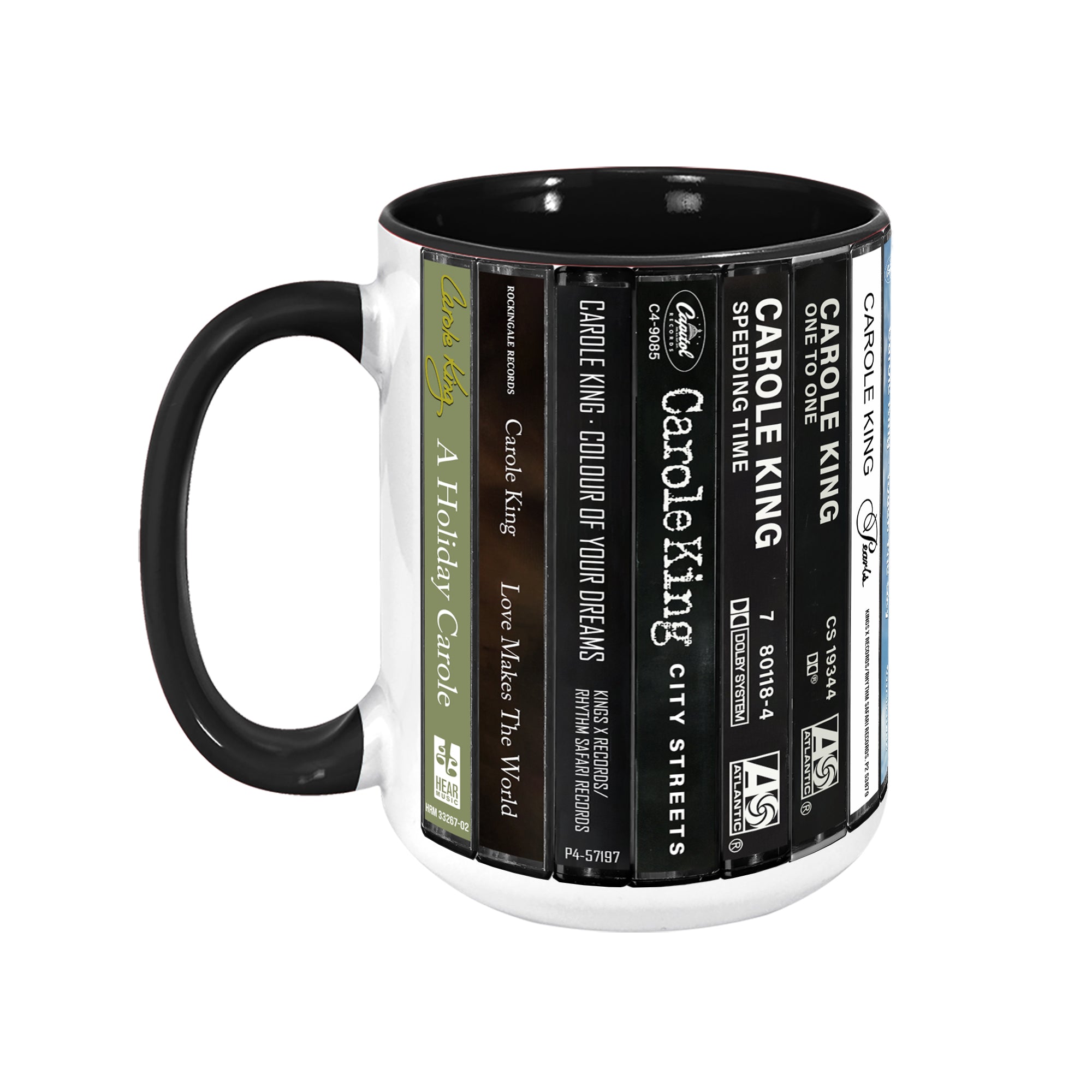 Carole King Albums Cassette Collection Retro Accent Edge-to-Edge Printed Mug