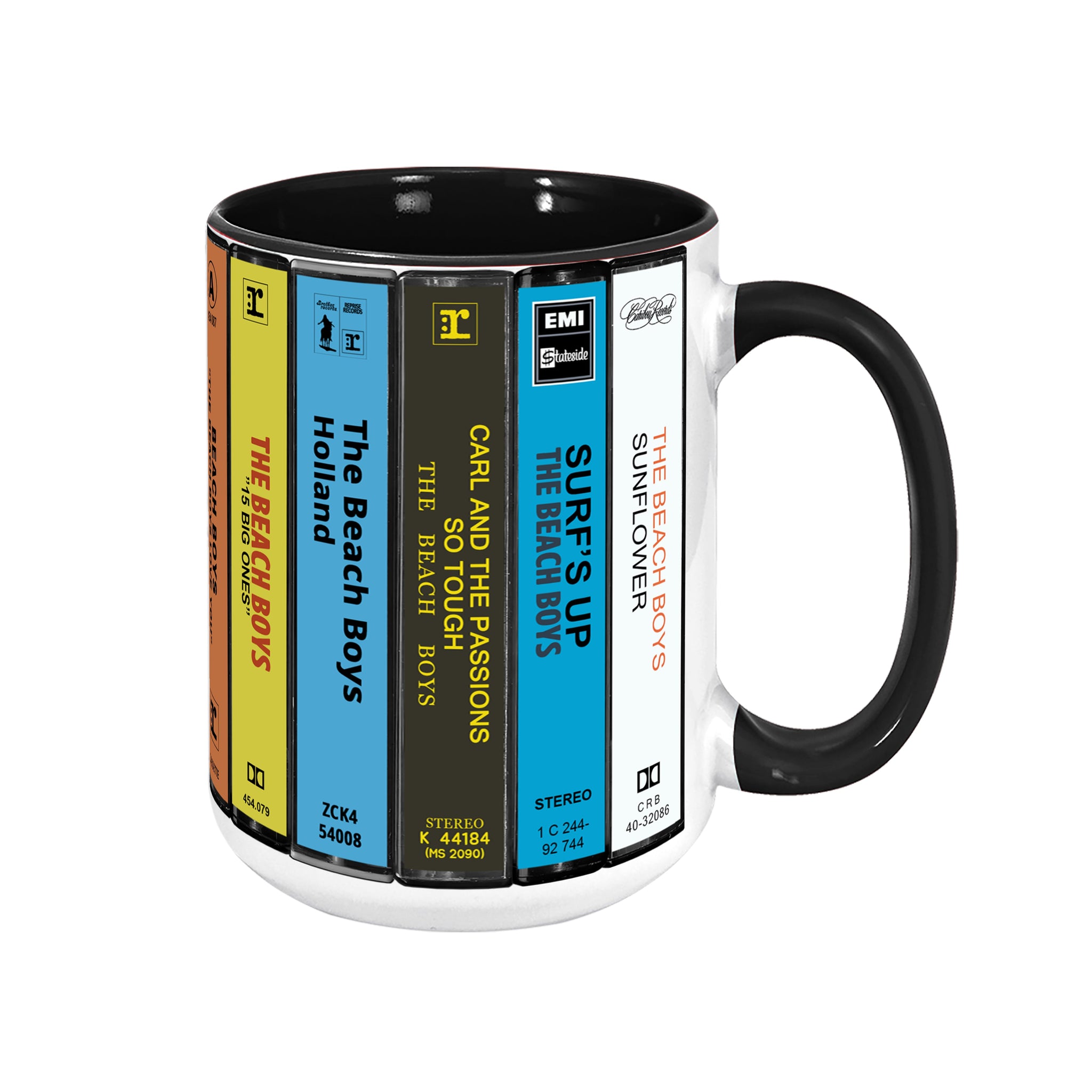 Beach Boys 70s & 80s Albums Cassette Collection Retro Accent Edge-to-Edge Printed Mug