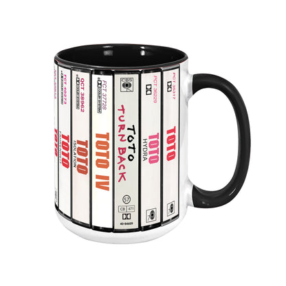 Toto Albums Cassette Collection Retro Accent Edge-to-Edge Printed Mug