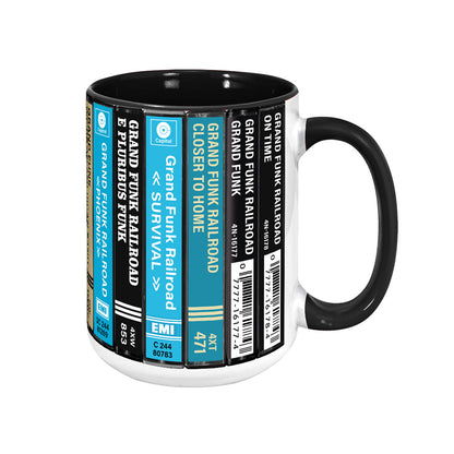 Grand Funk Railroad Albums Cassette Collection Retro Accent Edge-to-Edge Printed Mug