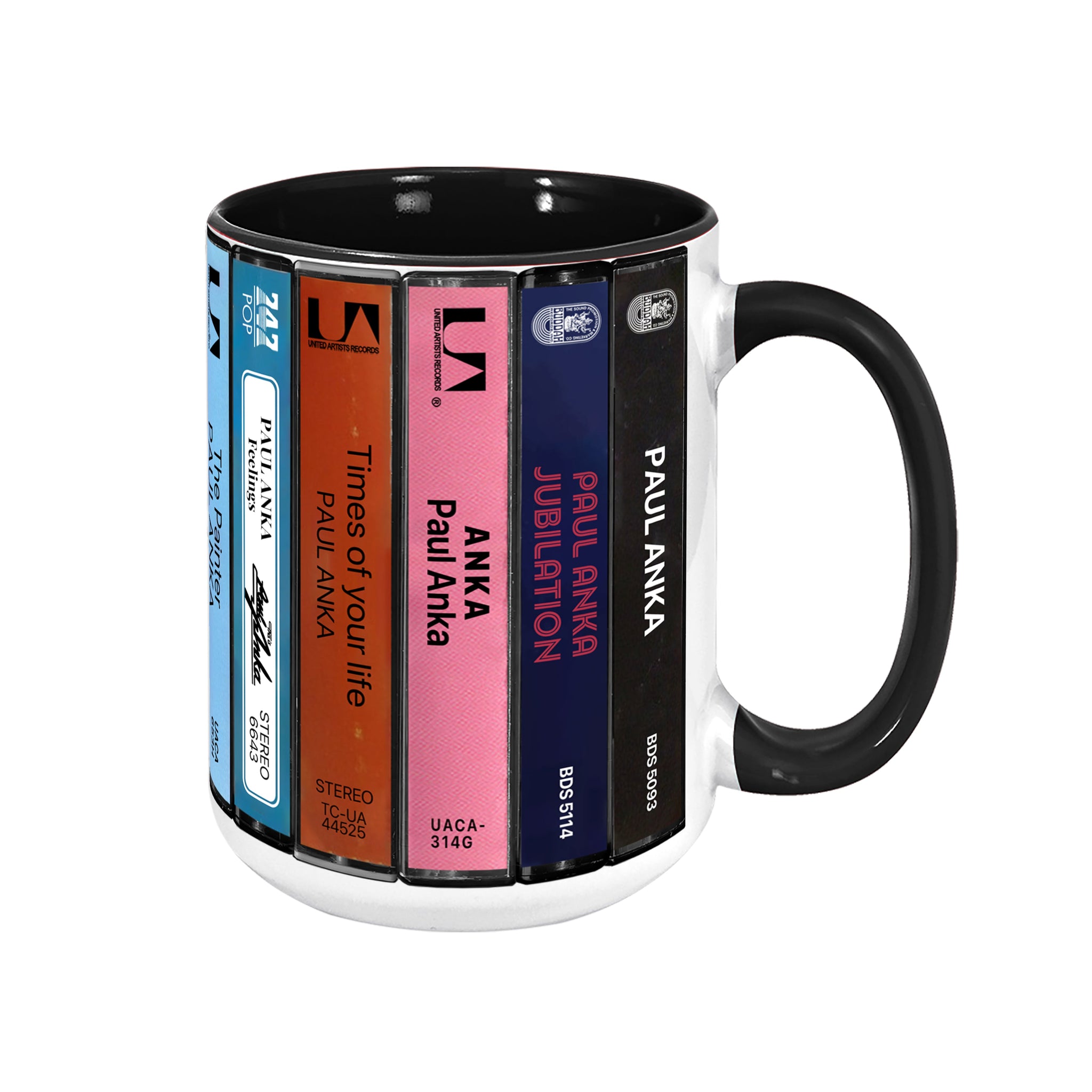 Paul Anka Albums Cassette Collection Retro Accent Edge-to-Edge Printed Mug