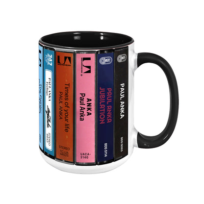 Paul Anka Albums Cassette Collection Retro Accent Edge-to-Edge Printed Mug