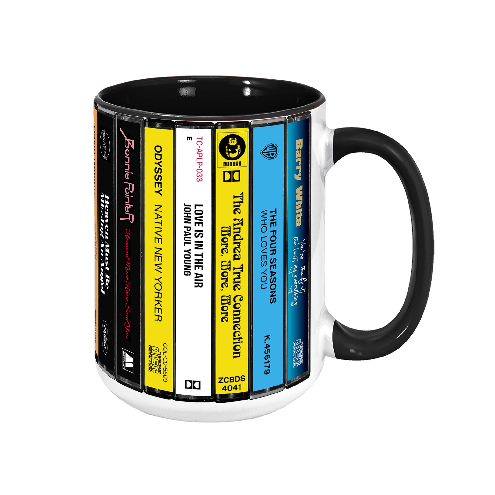 Disco Music Albums Cassette Collection Retro Accent Edge-to-Edge Printed Mug