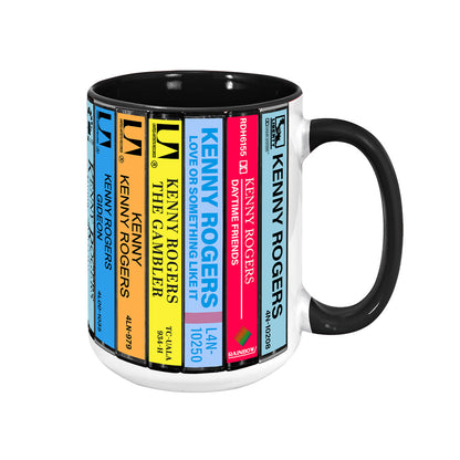 Kenny Rogers Albums Cassette Collection Retro Accent Edge-to-Edge Printed Mug - other version